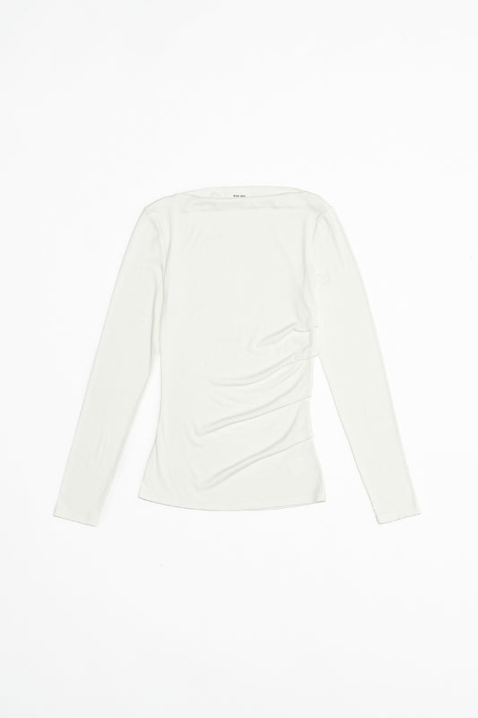 White Long Sleeved Ruched Top