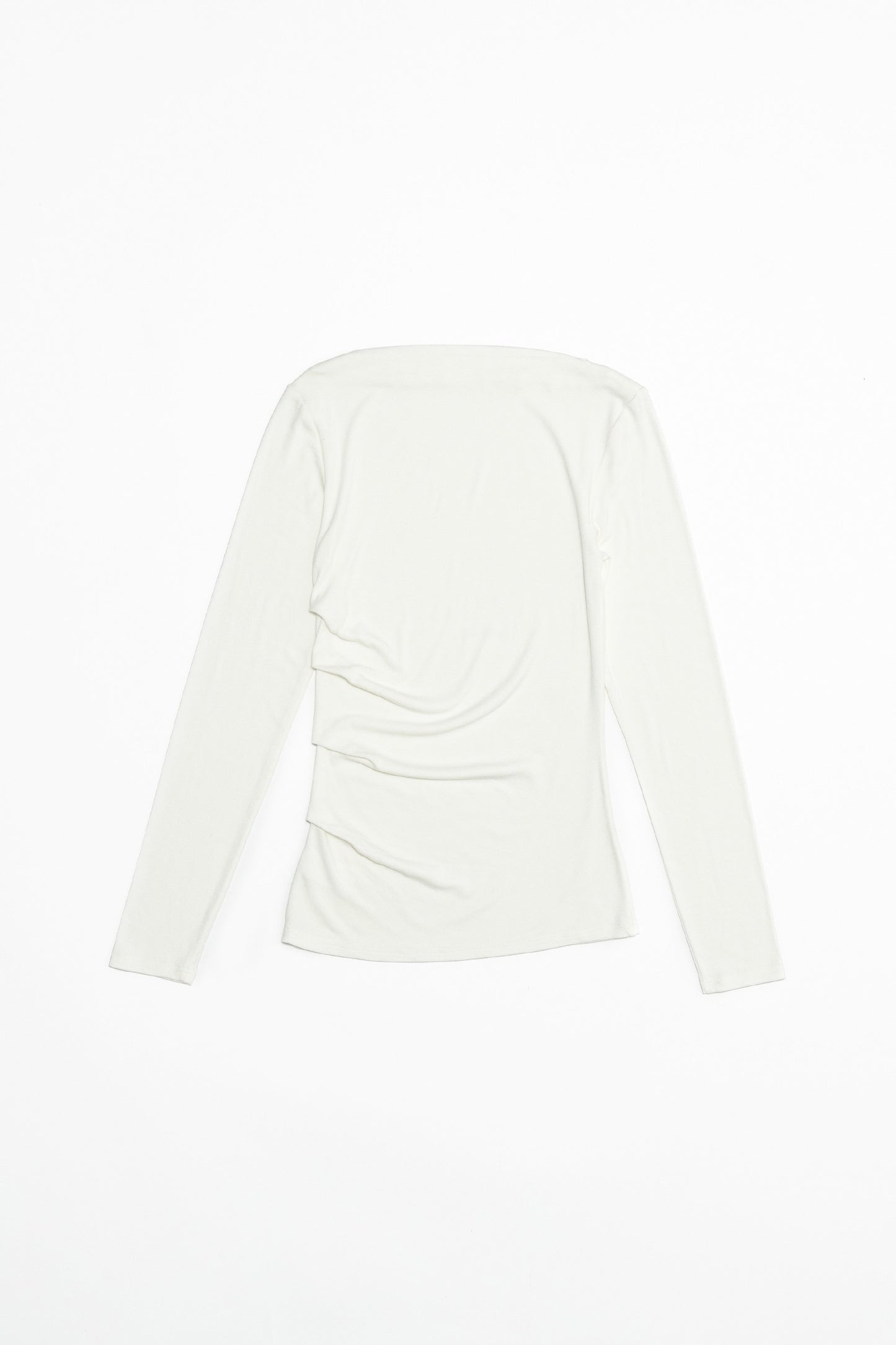 White Long Sleeved Ruched Top