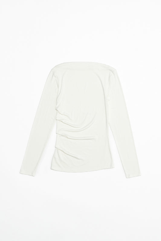 White Long Sleeved Ruched Top