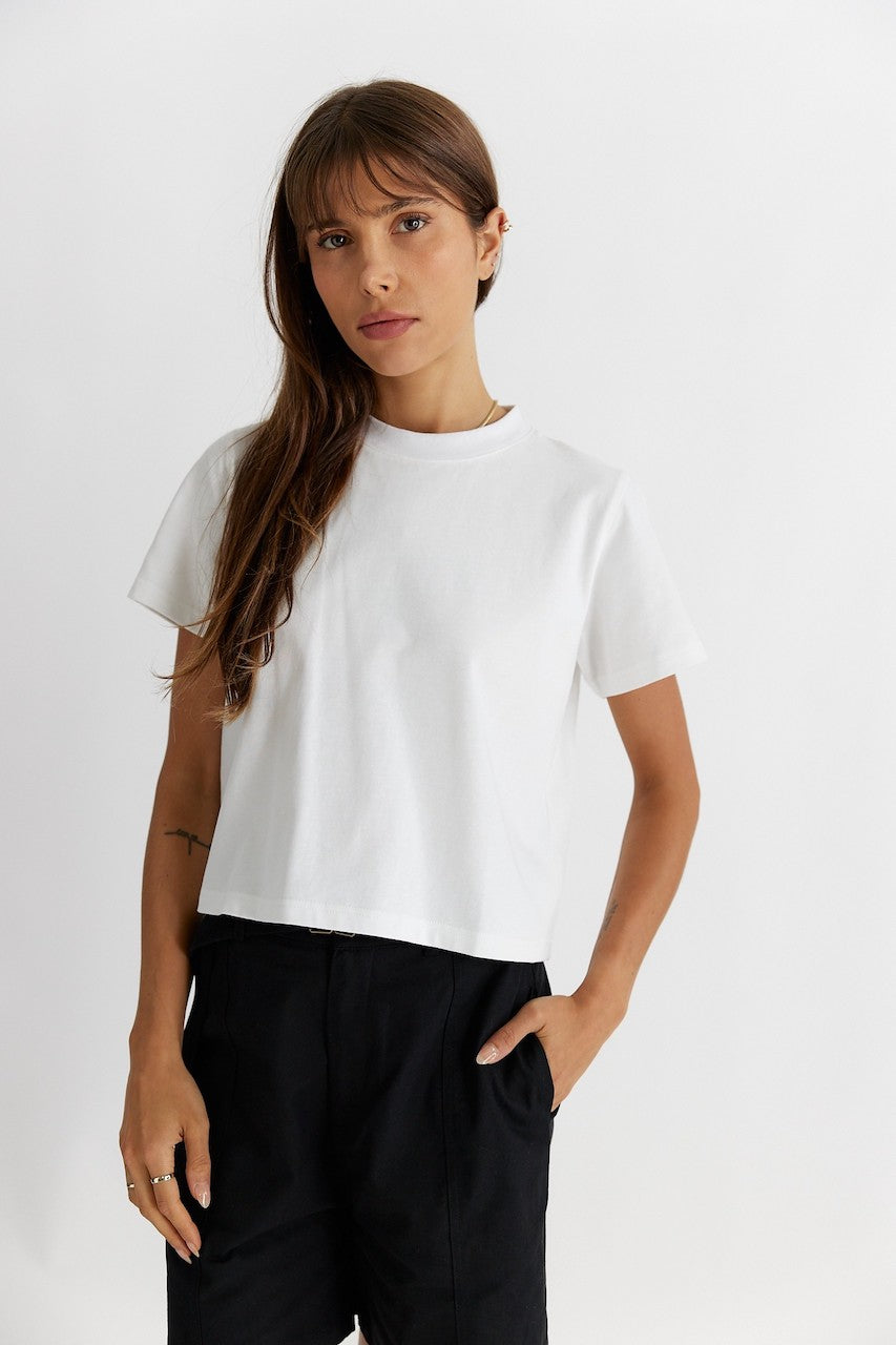 White Staple Tee