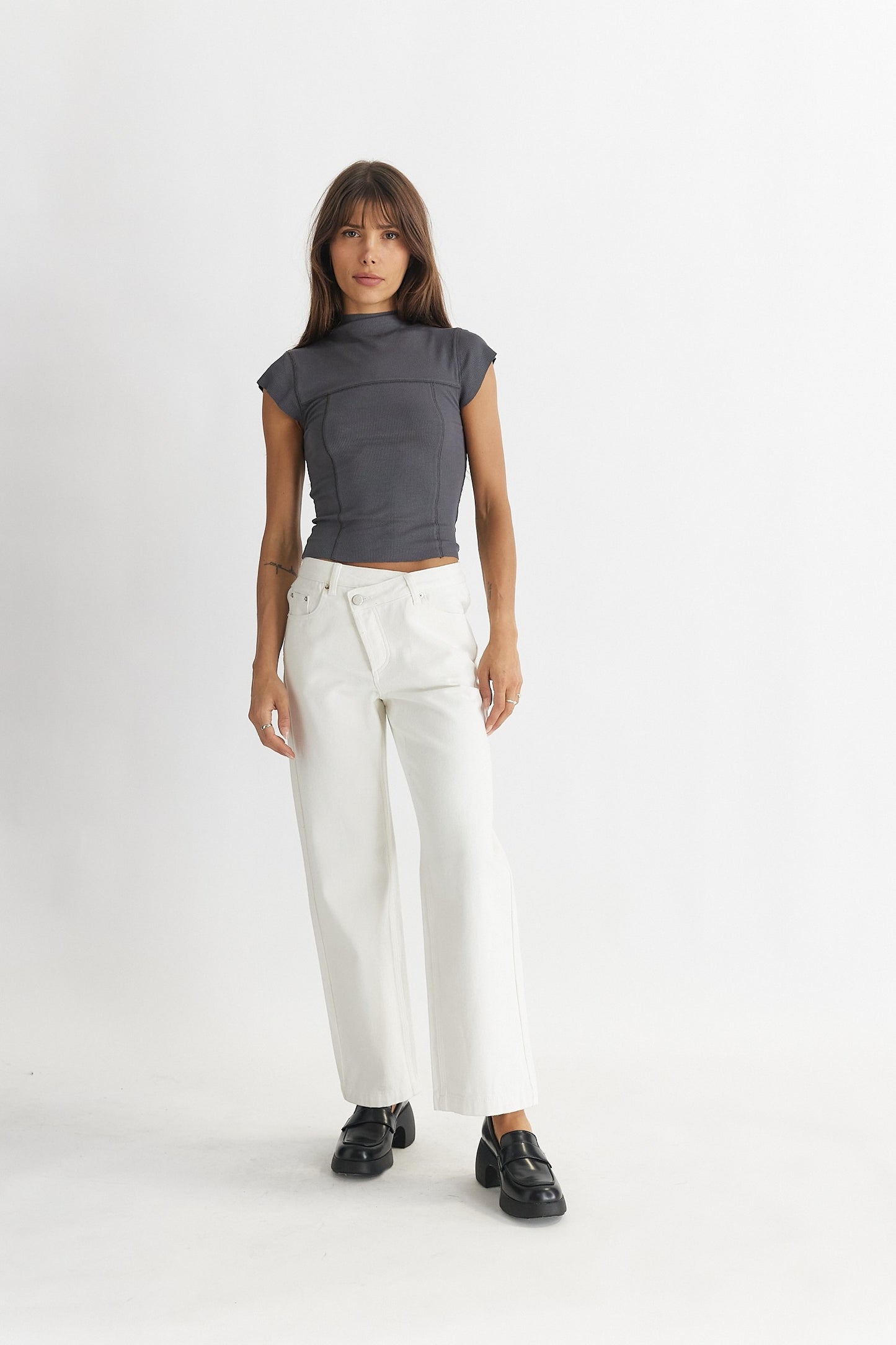 Asymmetrical White Jeans