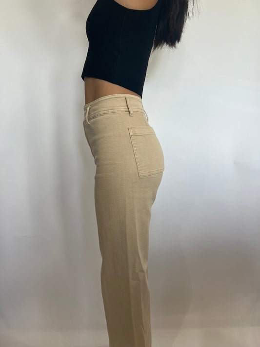 Beige Wide Leg Pants