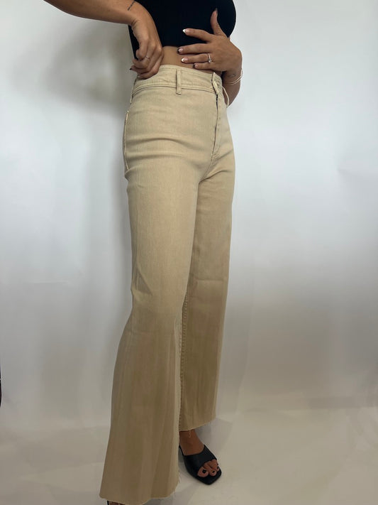 Beige Wide Leg Pants
