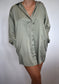 Sage Satin Shirt Mini Dress