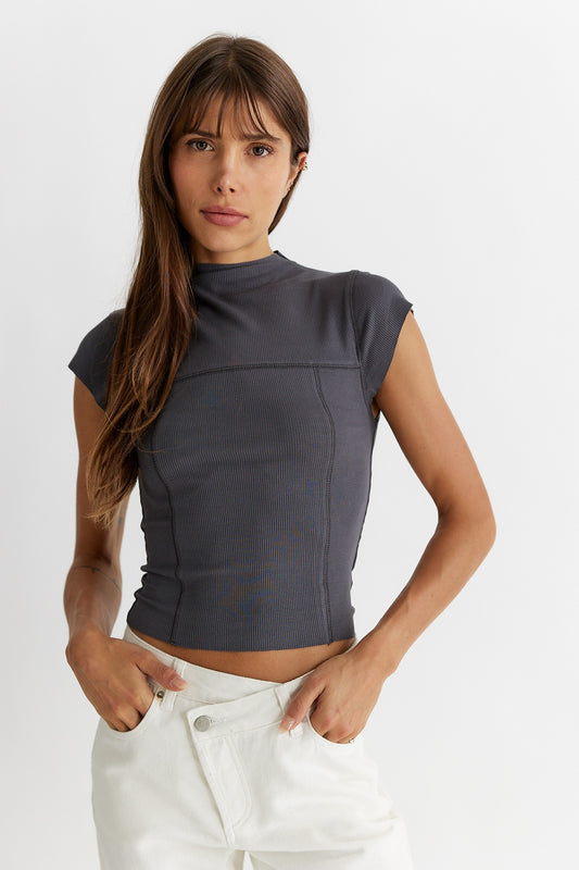 Slate Ribbed Top