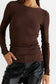 Brown Long Sleeve Seamed Top